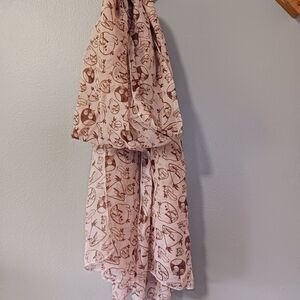 Angry Birds Pink Brown Polyester Patterned Scarf